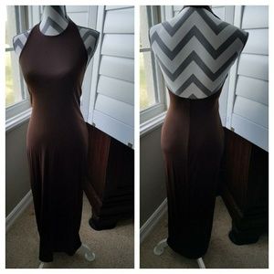Chocolate Halter Bodycon Maxi Dress
